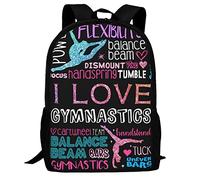 Kids I Love Gymnastics School Backpack Bookbag for Teens Boys Girls, Blue Pink School & Travel Backpacks for Elementary Middle High College Students, I Love Gymnastics, One Size