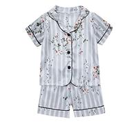 Kids ilk Pajama Set Girls Boys Short Sleeve Satin js Sets 2 Piece Pyjamas Button-Down Silky Nightwear Children Sleepwear Toddler Summer Comfy Soft Loungewear Nightclothes (White, 4-5 Years)