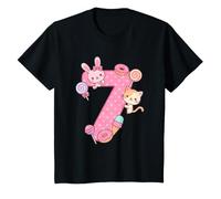 Kids I'm 7!! Girl - 7th Birthday Kawaii Cat Bunny T-Shirt