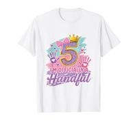 Kids I'm Officially A Handful Five Year Old 5th Birthday Value Graphic T-Shirt, Men, White, S