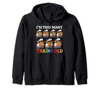 Kids I'm this many Trains Old Boy 7rd Birthday 7 Years Old Zip Hoodie