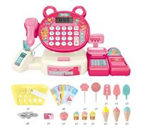 Kids Imaginative Play Supermarket Cash Register Toy Set With Calculator And Play Food For Hand Eye Coordination Train