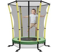 Kids Indoor Trampoline with Safety Net - Toddler Trampoline for Children Ages 3-6, Integrated Jumping Mat A Spring Not a Bungee Cord. L-shaped Suction Cup Base for Indoor Use