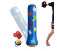 Kids Inflatable Punching Bag - 120x37cm Boxing Training Equipment, Bounce Back Karate Practice Bag, Sports Toy Set With Gloves Pump And Stable Stand Design | Indoor Outdoor Fitness for Children Use