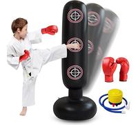 Kids Inflatable Punching Bag for Junior Boxing Set With Boxing Gloves and Pump,Stable Boxing Bag for Boys & Girls Age 3-14,Free Standing Punch Bag for Childeren Practice Karate Taekwondo MMA