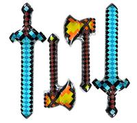 Kids Inflatable Swords - Inflatable Toys Blow up Axe Pixel Diamond Pirate Party Favors for Halloween Carnival Cosplay Birthday Summer Swimming Pool Beach Props Supplies