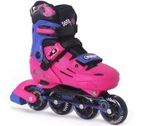 Kids Inline Skates Adjustable Light up Wheels Blades Roller for Boys Girls- Black for Teenagers Youth Age 7 8 9 10 - Racing Car Decorations Indoor Outdoor Birthday Gift(Red&Blue，Small）