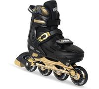 Kids Inline Skates Adjustable Light up Wheels Blades Roller for Boys Girls- Golden for Teenagers Youth Age 7 8 9 10 - Cool Racing Car Decorations Indoor Outdoor Birthday Gift for Son and Grandson