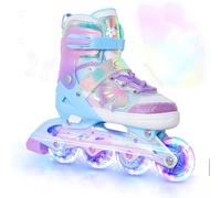 Kids Inline Skates for Girls Boys - Purple Blades Roller for Kids Youth Age 10 11 12 - Adjustable All Light up Wheels Indoor Outdoor Sports Birthday Gift for Son and Grandson