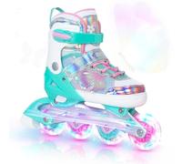 Kids Inline Skates for Girls Boys - Teal Blades Roller for Kids Age 4 5 6 7- Adjustable All Light up Wheels Indoor Outdoor Sports Birthday Gift for Son and Grandson