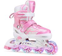 Kids Inline Skates Girls, Adjustable Roller Skates Blades with Light Up Wheels for Beginners Girls (Pink, Medium (UK 1-4))