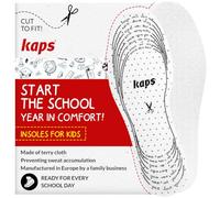 Kids Inner Soles, 100% Cotton Terry, Breathable, Cut to Size - Kaps | Children's Insoles, Perforated for Air Flow, Latex Foam Cushioning, Absorbs Moisture, Sports & Summer Shoes, One Pair