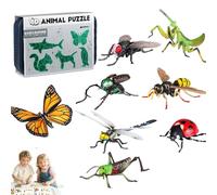 Kids' Insect & Animal Slot Assembly Toys, Realistic Sensory Bin Accessories, 3 Progressive Difficulty Level, with 8PCS Lifelike Insect/Animal Models,for Learning Nature Exploration (Advanced)