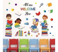 Kids Inspirational Quotes Wall Decals All are Welcome Here Reading Corner Inclusion Diversity Peel and Stick Wall Art Stickers for Reading Room Classroom Daycare Kids Room Wall Decor