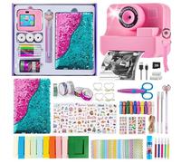 Kids Instant Print Camera, 1080P Selfie Video Camera with DIY Journal Kit - 200+ Accessories, Christmas & Birthday Gifts for Girls & Boys Ages 3-12 (Pink)