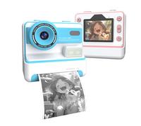Kids Instant Print Camera 48MP HD 1080P Video Dual Lens 16X Digital Zoom Inkless Printing Long Battery Life Type-C Charging Included Paper Pens Blue