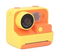 Kids Instant Print Camera, 48MP Selfie Camera with Lanyard, Front Rear Dual Lens, Zero Ink Camera with Print Paper, Selfie Video Digital Camera, Continuous Shot, 1400mAh, 32GB (Bright Yellow)