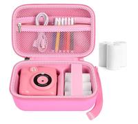 Kids Instant Print Camera Case for ESOXOFFORE Digital Video Cameras with 3 Rolls Paper Refill, Toddler Film Camera Storage Holder Bag with Mesh Pocket for Thermal Paper Accessories (Box Only) (Pink)
