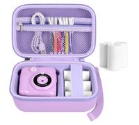 Kids Instant Print Camera Case for ESOXOFFORE Digital Video Cameras with 3 Rolls Paper Refill, Toddler Film Camera Storage Holder Bag with Mesh Pocket for Thermal Paper Accessories (Box Only)- Purple