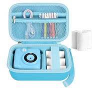 Kids Instant Print Camera Case for ESOXOFFORE Digital Video Cameras with 3 Rolls Paper Refill, Toddler Film Camera Storage Holder Bag with Mesh Pocket for Thermal Paper Accessories (Box Only) (Blue)