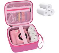 Kids Instant Print Camera Case with 3 Rolls Prints Paper Compatible with ESOXOFFORE for Dylanto for DUDUDRAGON for GKTZ for Dafotil for Careenoah Toddler Digital Cameras Storage Bag (Rose with Paper)