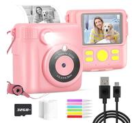 Kids Instant Print Camera for Girls & Boys - 1080P HD with 3 Rolls Photo Paper, 32G SD Card, Color Pen for 3-10+ Year Olds