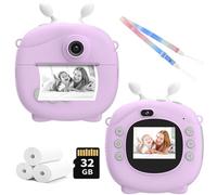 Kids Instant Print Camera, Selfie Camera Christmas Birthday Gifts for Girls Boys, HD Digital Camera for Toddler, Portable Travel Toy for 3 4 5 6 7 8 9 10 Year Old Child, with 32GB SD Card-Purple