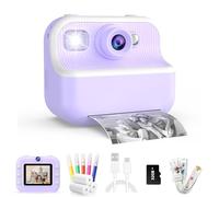 Kids Instant Print Camera Toddler Cameras Printing Photos - 1080P Video Cameras Camcorder - 12Mp Children Digital Selfie Camera Toys Gift for Girls Boys Age 3-12 with 32GB SD Card (Purple)
