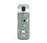 MONBENTO - Kids Insulated Bottle MB Pop Raccoon - 12 Oz - Leakproof - Hot/Cold Up to 12 Hours - Small Water Bottle for Kids School/Park or for Adult Handbag - BPA Free Food Grade Safe - Green
