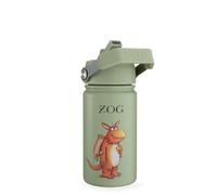 Kids Insulated Water Bottle 400ml Stainless Steel - Leakproof Straw Lid, BPA Free, Triple Wall Vacuum Flask for School, Travel & Sports (Zog Green)