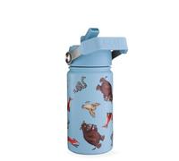 Kids Insulated Water Bottle 400ml Stainless Steel - Leakproof Straw Lid, BPA Free, Triple Wall Vacuum Flask for School, Travel & Sports (Gruffalo Blue)
