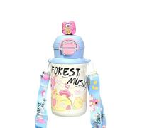 Kids Insulated Water Bottle Leakproof,480ml/16oz Stainless Steel Toddler Water Bottle with Straw BPA Free Cute Personalised Metal Leak Proof Insulated Water Bottles for Girls Boys School (Light Blue)