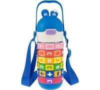 Kids Insulated Water Bottle with Straw 430ml Fun Puzzle Childrens Stainless Steel Drinking Bottle Leakproof Kid Water Tumbler with Handle and Shoulder Strap for Boys Girls Keep Drinks Hot Cold
