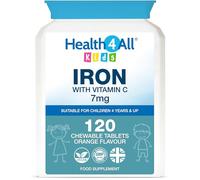 Kids Iron 120 Chewable Tablets for Children 4+, 4 Months Supply, Orange