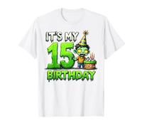 Kids It's My 15th Birthday Boy Halloween Zombie 15 Years Old T-Shirt