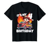 Kids It's My 4th Birthday Four Years Old Fire Fighter T-Shirt