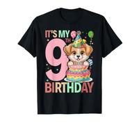 Kids It's My 9th Birthday Dog Lover Theme 9 Years Old Puppy T-Shirt