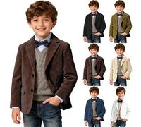 Kids Jacket Boys Corduroy Blazer Formal Jackets for Kids Casual Corduroy Suit Jacket Three Button Auntumn Winter Spring Sport Coat for Party Holiday Festival Formal Occassion 4-14 Years