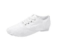 Kids Jazz Shoes Laces Up Split Sole Girls Dance Shoes Slip On Boys Canvas Soft Breathable Performances Training Sandals Solid Color Ballet Shoes (White, 11 Little Child)
