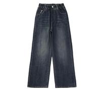 Kids Jeans Stretchy Straight Wide Leg Denim Pants Teen Girls High Waist Streetwear Retro Pants with Pocket Summer Casual Bedazzled Jeans for Girls Girls Size 10 Pants Pack(Blue, 14-15 Years)
