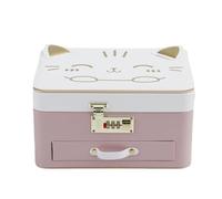 Kids Jewelry Box With Lock, Lockable Storage Case Cute Cat Pattern Storage Box, Large Capacity Ring Necklace Jewelry Box For Christmas New Year