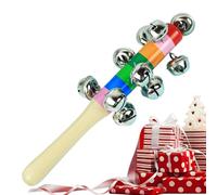 Kids Jingle Bells - Rainbow Handheld Bell, Wooden Handle Musical Percussion Instrument | Musical Toy For Boys Girls Ages 2 + Daycare Play Early Childhood Education Holiday