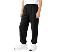 Kids Joggers Boys Girls Black Pants Elasticated Waist Sweatpants, Summer Lightweight Breathable Ice Silk Trousers, Teens Loose Fit Tracksuit Bottoms UK (UK, Age, 12 Years, 13 Years, Black)
