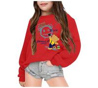 Kids Jumpers For Girls,Girls Hoodies & Sweatshirts Children's Winter Cartoon Bear Print Hoodie Warm Pullover Jacket for Boys and Girls Cozy Indoor & Outdoor Wear (Red, 5-6 Years)