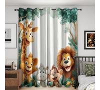 Kids Jungle Animal Blackout Curtains, 54 Drop, Cute Cartoon Monkey Lion Giraffe Printed Curtains for Living Room, Bedroom, Eyelet Drapes for Window Home Decor, 46x54 Inch 2 Panels (N-360)