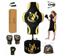 Kids Junior Boxing Free Standing Punch Bag Set Dummy adjustable Height Kick Mma Children Girls Gloves Skipping Rope
