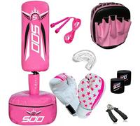 Kids Junior Boxing Heavy Bag Set MMA Freestanding Punching Bags with Stand Bounce Back for Martial Arts, MMA, Karate, Strike Taekwondo, Muay Thai, Freestanding, Kickboxing & Boxing (Pink)