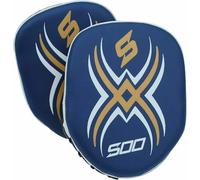 Kids Junior Boxing Pads - PU Leather Focus Pad for Sparring, MMA, Kickboxing, Muay Thai, Martial Arts, Punching, and Coaching Focus Mitts - Hook and Jab Boxing Mitts for Girls & Boys (Black/Blue)