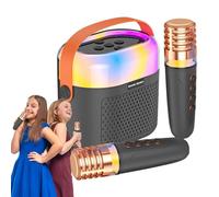Kids Karaoke,Kids Karaoke Machine - 1200mAh Small Vocal Device Karaoke,Home Karaoke System with 2 Wireless Microphones, Family Karaoke Set with Dazzling Light for Home