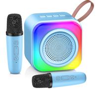 Kids Karaoke Machine 2 Microphones - Birthday Presents Gift for Girls Age 3 4 5 6 7 8 9 10 11 12 - Halloween Christmas Xmas Toys for Kids, Daughter, Niece, Granddaughter Teen Girls (Blue)